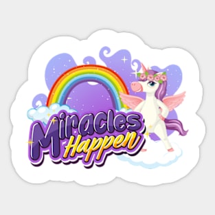 Fantasy White Purple Unicorn Design Sticker